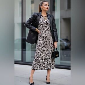 Halter Tie Neck Neutral Poppy Sweaterknit Midi Dress - DVF x Target 2X soft